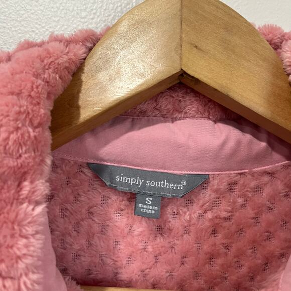Simply Southern Pink Sherpa Shacket Button Front Cozy Jacket Shirt Size S - Picture 4 of 8
